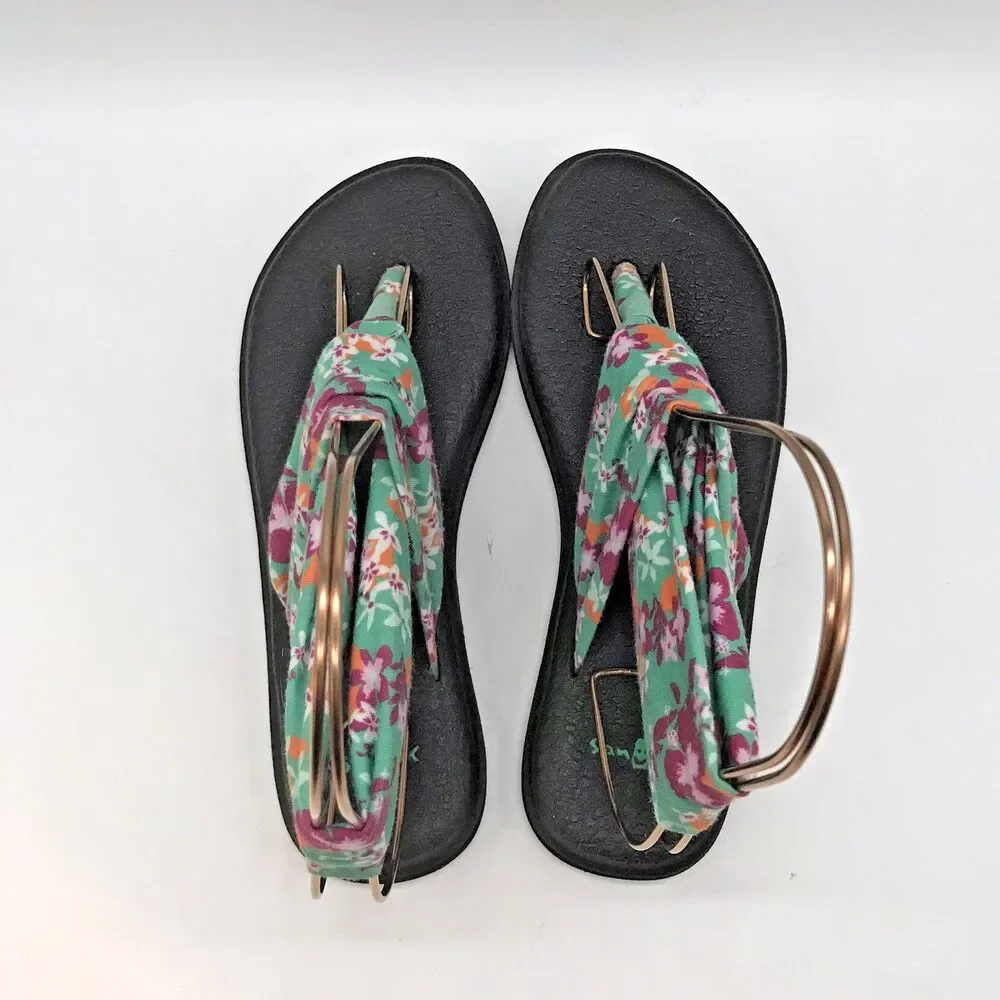 Sanuk Yoga Sling 2 Sandals Women's 8 Multicolor Toe-Post Comfort Flats 1015891